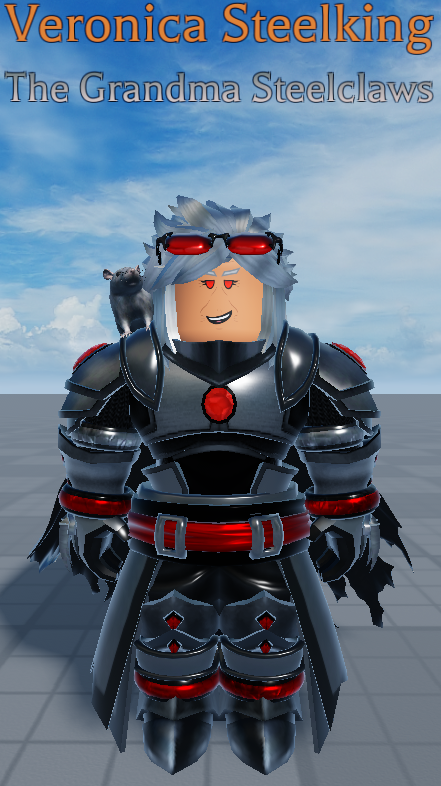 Kieroft's tweet photo. I updated Granny Steelking's armor and gave her a male rat pet named Chef Tatouille! (She's a Supercurse wielder of both Titanium and Heat Curses!)

#arcaneodyssey #ROBLOX #RobloxGFX #RobloxOC #OC #OCRP https://t.co/u0VhHzNCbx
