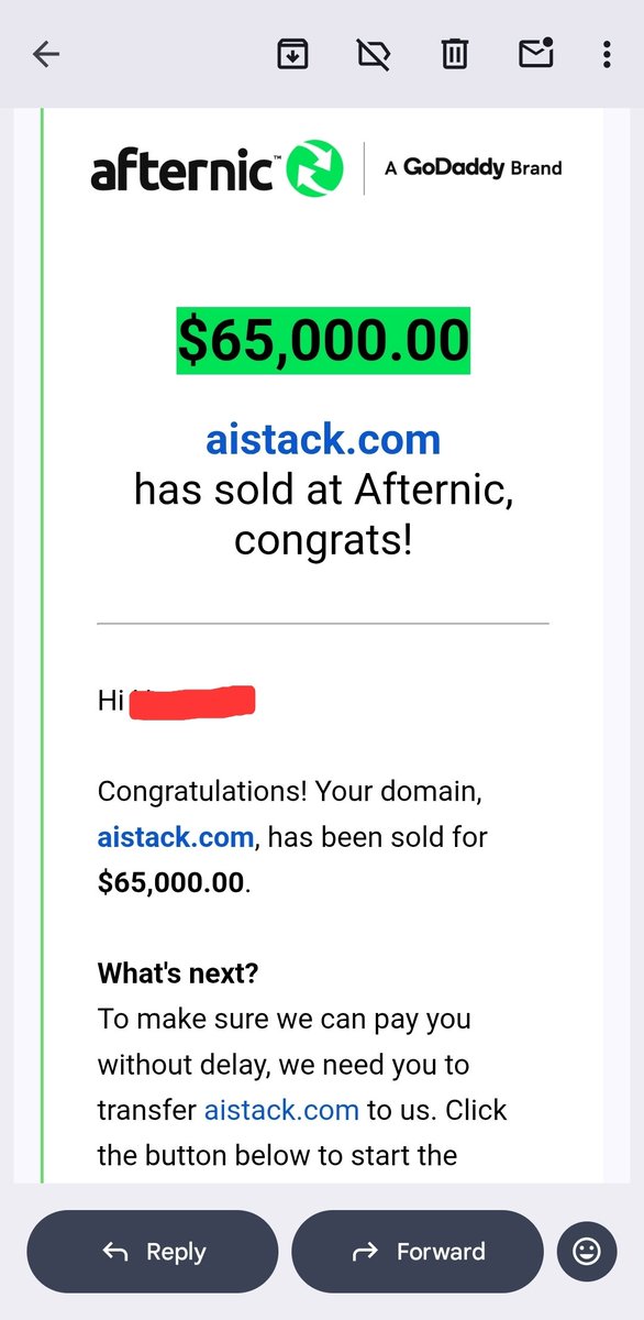 trueDN's tweet photo. Sold.
Thank you for the smooth transaction @afternic.
Again, share a sale leads to another sale with @TonyNames. https://t.co/MEn7gaOpaa
