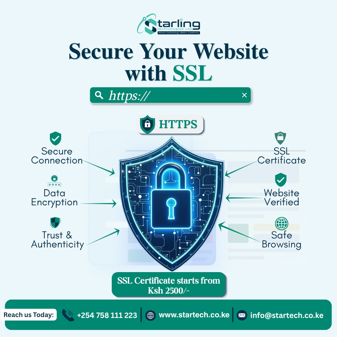 startechKE's tweet photo. Don't let a "Not Secure" warning destroy your business credibility! ❌🔒

Secure your connection, encrypt customer data, and boost your search rankings with an SSL Certificate from Starling Technologies Ltd. 
📞 : +254 758 111 223
🌐 : https://t.co/cPYftp5ZwY https://t.co/LwfEN8d6g7