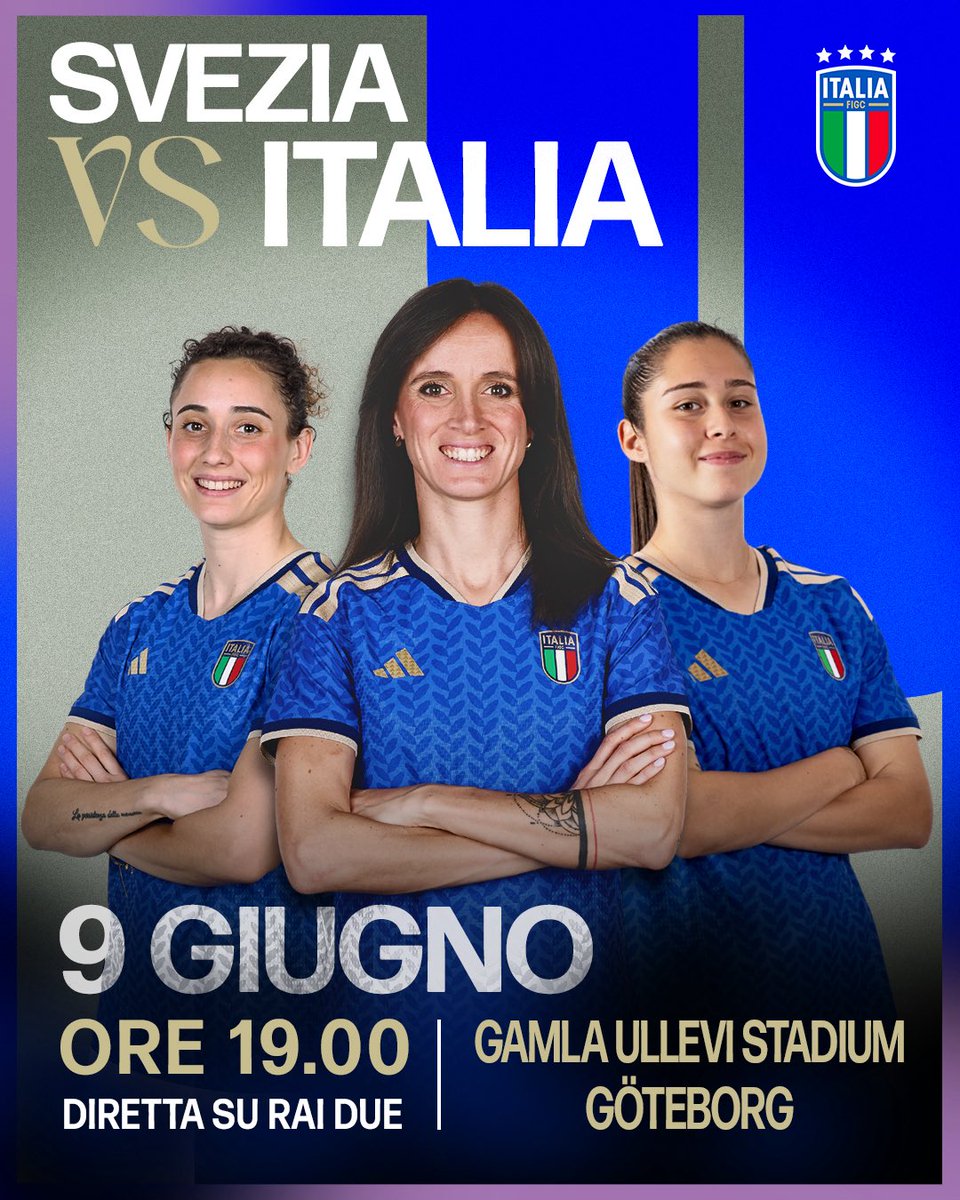 AzzurreFIGC's tweet photo. 🇸🇪 Svezia 🆚 Italia 🇮🇹

🗓 Oggi
⏱ 19.00
🏟 Gamla Ullevi Stadium - Göteborg
⚽️ Qualificazioni Mondiali
📺 Rai Due

#Nazionale #Azzurre #LeAzzurreSiamoNoi https://t.co/n6bWljdcCi