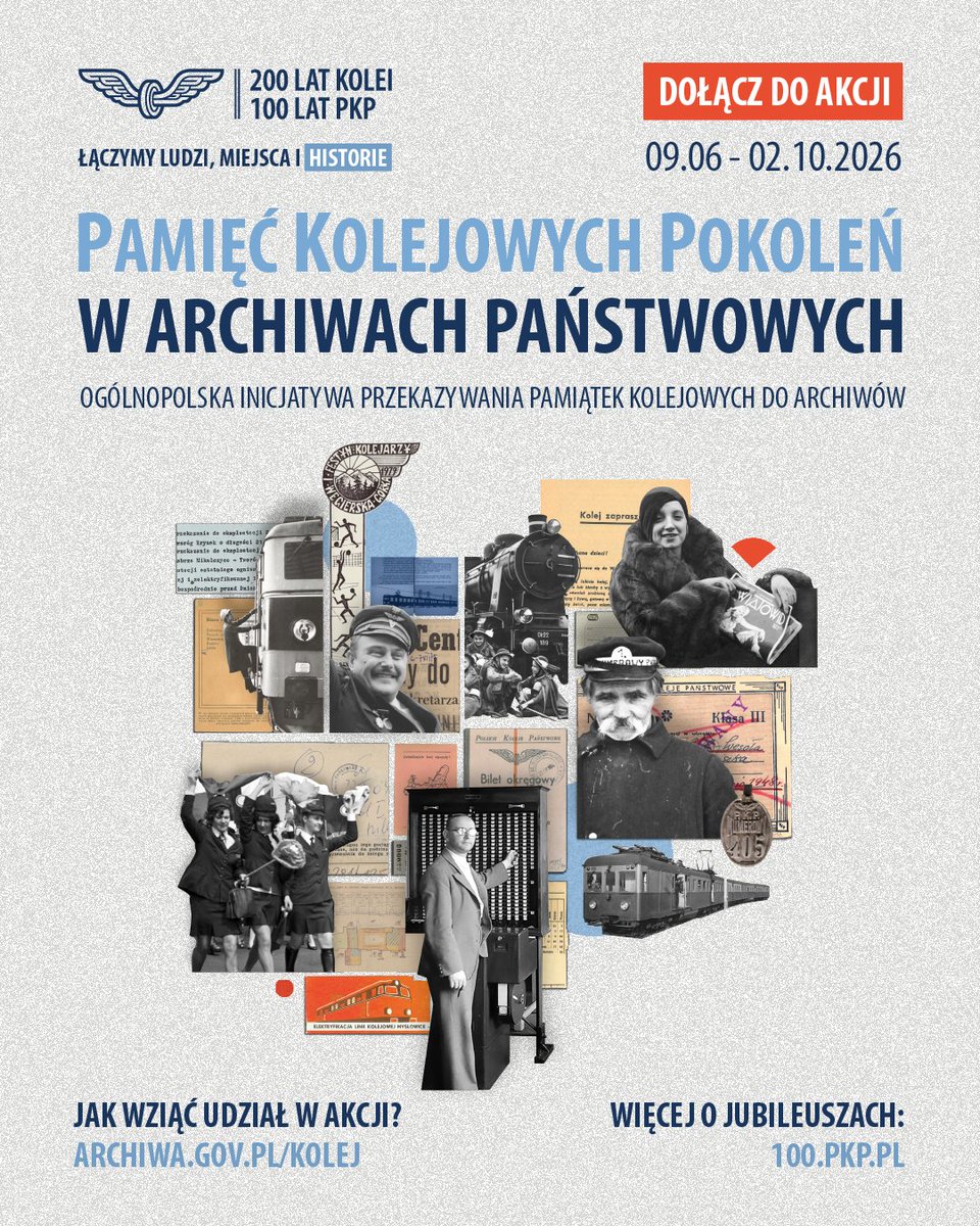 MI_GOV_PL's tweet photo. Kolej to nie tylko tory i pociągi.
To historie ludzi, rodzin, pokoleń.

@PKP_SA wspólnie z @Archiwa rozpoczynają ogólnopolską akcję „Pamięć Kolejowych Pokoleń”.

Jeśli w Twojej rodzinie był kolejarz…
jeśli masz zdjęcie ze starego dworca…
jeśli pamiętasz wyjątkową podróż pociągiem — stań się częścią tej historii.

Szukamy fotografii, dokumentów, biletów, wspomnień i rodzinnych pamiątek związanych z koleją — od XIX wieku po współczesność.

W roku kolei i jubileuszu 100-lecia PKP twórzmy razem społeczne archiwum polskiej kolei.

➡️https://t.co/bAct27vWch 

#RokPolskiejKolei #100latPKP