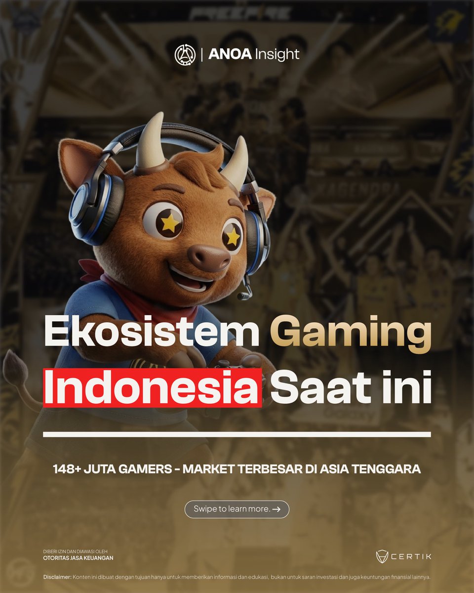 ANOAtoken's tweet photo. Indonesia adalah raksasa gaming di Asia Tenggara!
Swipe untuk tahu regulasi terkini, komunitas lokal, dan game yang lagi mendominasi di sini!๐
Kamu main game yang mana? ANOA bisa banget loh support game kesayangan kamu๐
#GamingID #EsportsIndonesia #AnoaToken https://t.co/pW7QsYazkV