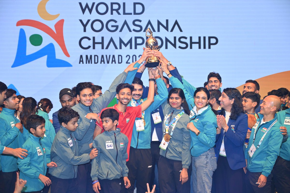 yogasanabharat's tweet photo. Woke up as World Champions😍🇮🇳🏆

Has the win sunk in yet, India!?

@WorldYogasana @UditSheth @DrJaideepArya @SanjayMalpani20

#AshramtoArena #1stWorldYogasanaChampionship #YogasanaBharat #YogasanaSport #Amdavad2026 https://t.co/1fkcKj0Vzr