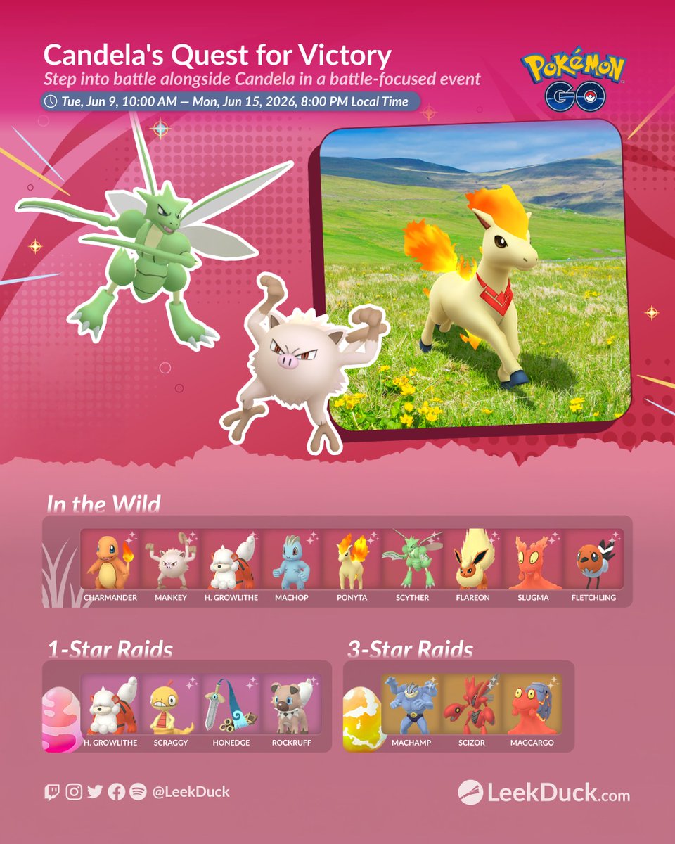 LeekDuck's tweet photo. Power up your Pokémon and battle in raids during this GO Fest Copenhagen tie-in event. 

Earn an encounter with Ponyta wearing a Candela-themed accessory in the GO Pass.  

Full Details: https://t.co/WIamBCRmlK https://t.co/7RV1In3VXH