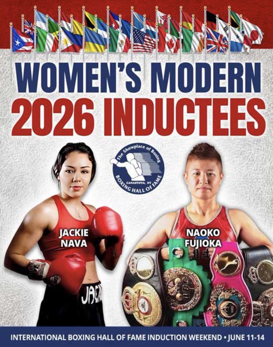 BoxingMBeauty's tweet photo. It’s @BoxingHall Induction Week: Mexico’s FIRST WBC World Champion @JACKIENAVA_of &amp; Japan’s 5 Division World Champ @naoko_fujioka ~ The official ceremony is hosted by Hall of Famer @TheClassyJr on Sunday, June 14 at 2:30pm ET @TurningStone https://t.co/resnYVHGXr