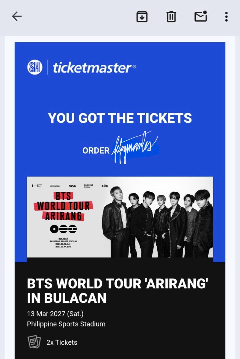 kkyuvantes's tweet photo. still can’t believe i’ll be seeing you next year, @BTS_twt. man, it was really just a dream and now it’s coming true!!! I waited a decade for you, truly. 🥹

trying my luck again tomorrow for day 2 so ticketing dust pleeeeease 🍀🙏

#BTS_WORLDTOUR_ARIRANG_BULACAN https://t.co/xGtRBoUxU0