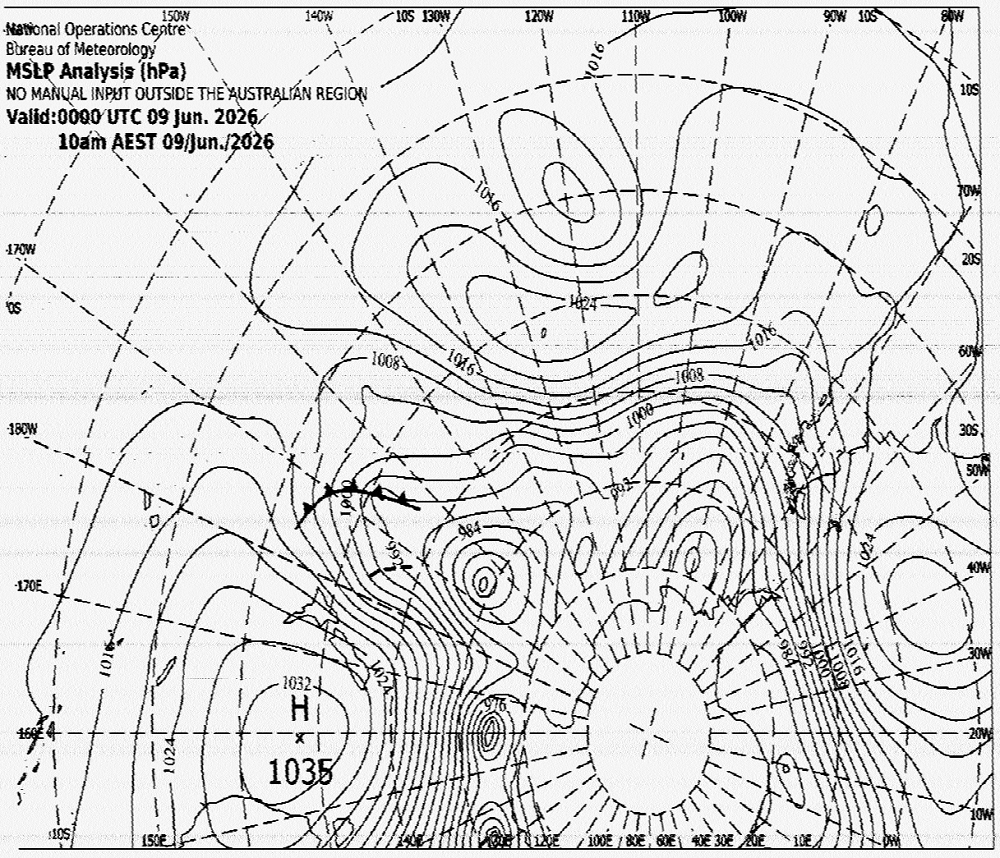 vk6ysf97230's tweet photo. Monitored VMC Charleville, Queensland, Australia
09 Jun 2026, 0409UTC
HF Marine Weather FAX
Dial Freq: 20467.1 kHz USB
Decoded with FLDIGI Mode: WEFAX576
RX: Airspy HF Discovery, 10m End-fed wire sloper antenna.
https://t.co/ia7trF67Hl
#weatherfax #hffax #swl https://t.co/MwLZOvCR4N
