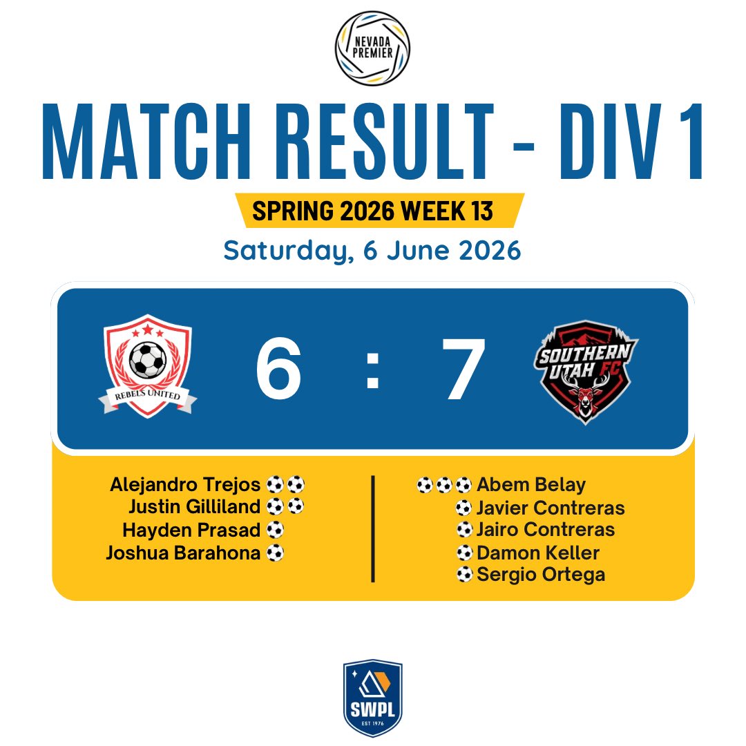 nvpremierleague's tweet photo. Matchweek 13 Results - Div 1 (pt.2) https://t.co/7nRamA7HtP