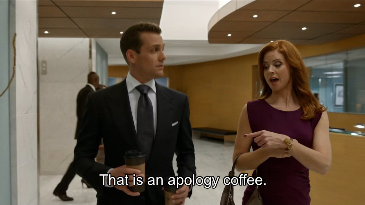 thedarvey's tweet photo. something very insane about donna ending up with harvey’s “i’m a great boyfriend” coffee instead of scottie https://t.co/yrWmZqpiQd