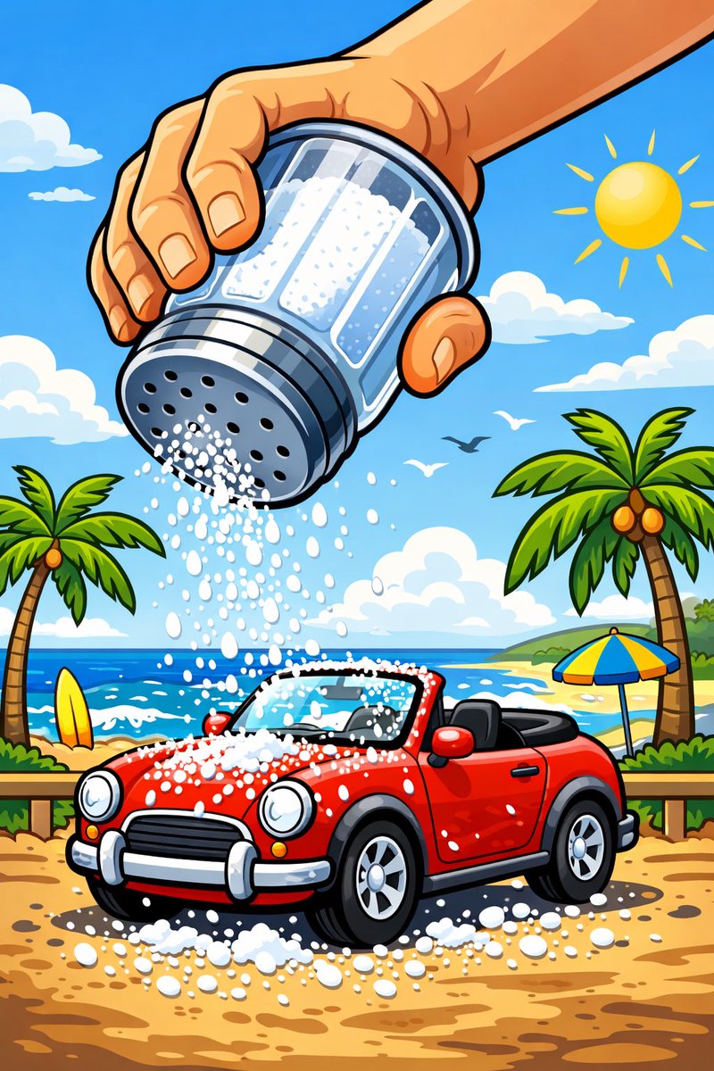 ColJamesLittD's tweet photo. @EddieTheArts @RussyBear_0719 I use it to create cartoons, like this one talking about the offshore breeze and how salty my car is. https://t.co/c9lhsq1tOx