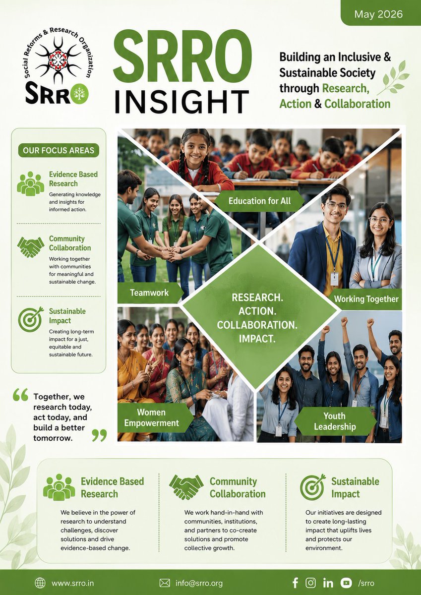 SRRO_India's tweet photo. Building an inclusive and sustainable society through research, action, and collaboration. Together for a better tomorrow! 🌍
#SRRO #SocialImpact #SustainableDevelopment https://t.co/IbRtPLcCSo