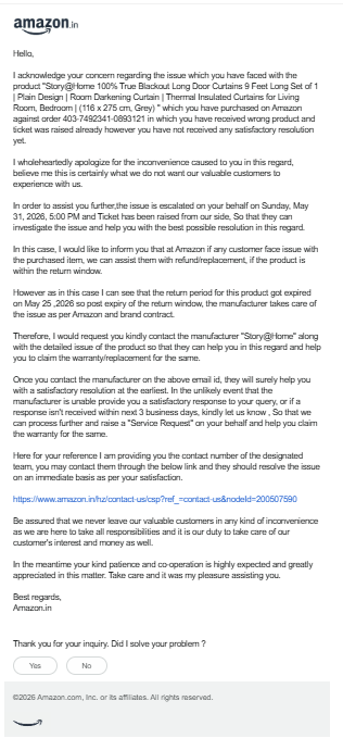 indsrohit's tweet photo. @AmazonIn @AmazonHelp  Quick and equally ineffective response from senior amazon team or AI agent. 

You mentioned writing to an email address for resolution but forgot to include it. As noted in the ticket, that vendor has no email ID. https://t.co/FafYg1RYAy