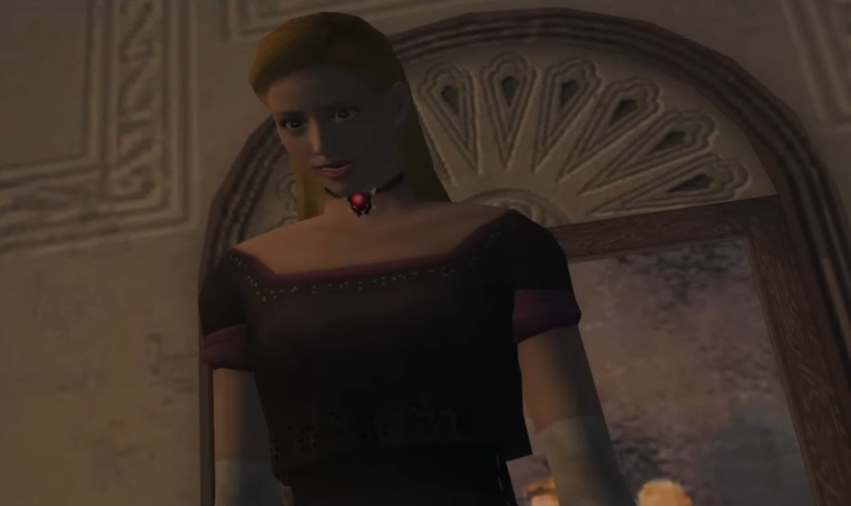 RacconSurvivor's tweet photo. There's a slight oversight in Alexia's model when she's holding Alfred &amp; singing in Chris' feed where her gem is missing. But in Wesker's feed, she's wearing it. The likely reason is that they used Alfred's model when he's dressed as her since he didn't own the gem. #REBHFun https://t.co/QZhFK4M0Cv