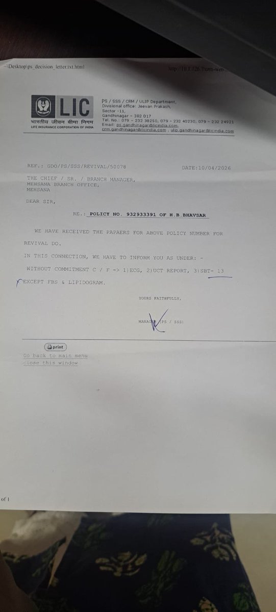 Hirbhavsar's tweet photo. @LICIndiaForever My Policy No: 932933391, I had completed all my reports for revival policy processes. And all blood reports has been done from my side but Mehsana Lice office and Gandhinagar LIC office Mrs. Kalpana Ben also not supportive I am Middle class person,loyal customer https://t.co/iamKZs08Tu