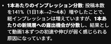 YT_Input_Mania's tweet photo. YouTubeさん、マジかよ！こういう相談ってAIならではだよね。ちょっと投稿本数調整してみるわ。 https://t.co/ogIwcqqn1E