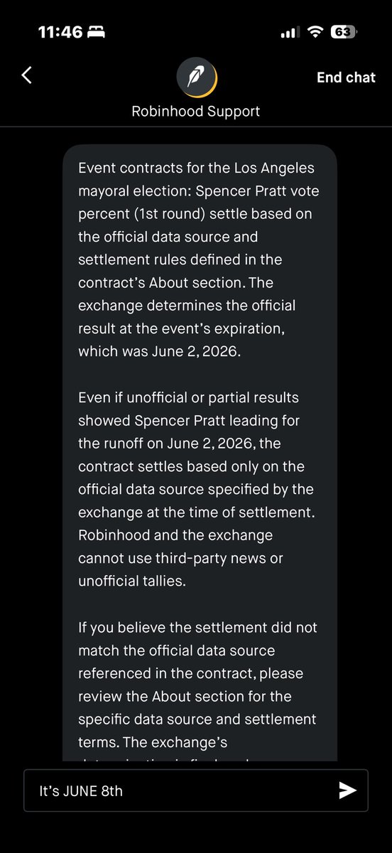 OMightyLegend's tweet photo. @RobinhoodApp Just closed all my LA mayor contracts for @spencerpratt even though the race is on going… reason for it was from “official sources” and the June 2nd deadline EVEN THOUGH PRATT was in the lead on JUNE 2nd!!

WTF ROBINHOOD?! https://t.co/8qcxo7EfGO