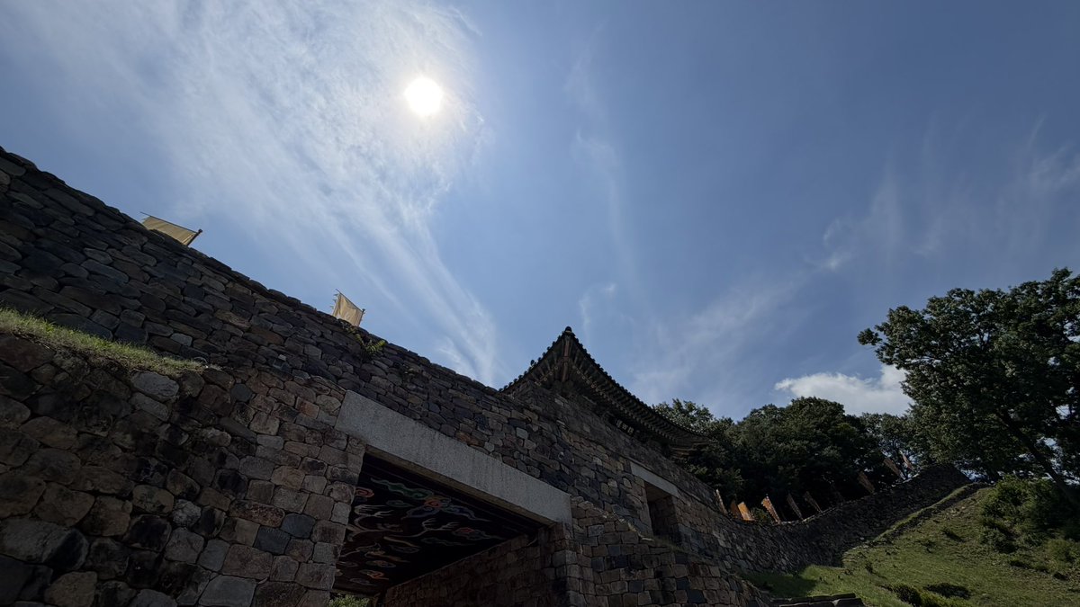 cocochan1646's tweet photo. 朝から百済の首都熊津だった公州を散策！
まずは公州が一望できる公山城へ。
城内にある霊隠寺は三体の金の仏像が
御本尊であった。
実は大田のホテルに日傘とタオルを忘れて
出てきてしまい、地下鉄内で気がついたけど、
バスが一時間一本だからと引き返さずにいたら
間違えてバス乗る駅の一つ前の駅で地下鉄を
降りてしまい、結局目当てのバスには乗れず…
ただ間違えて降りた駅の隣にダイソーがあって
日傘とタオルをGETできたので
お茶したから次のバスで行くことにした。
着いてみたら暑すぎて、多分日傘と
タオル無かったら今日死んでた😂
そして公州観光エリアにはダイソーはない…
本当にバス逃して良かった…🥹
何がプラスに働くか分からないものだね…