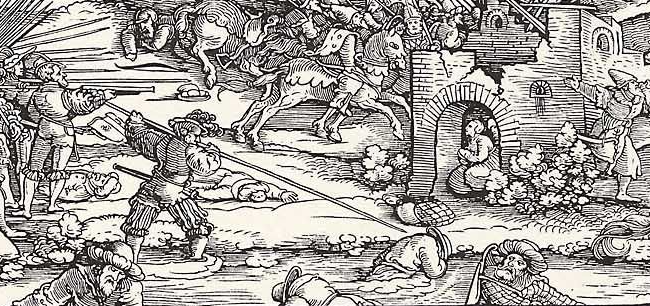 LandsknechtPike's tweet photo. Look how this Landsknecht stabs an Ottoman akinji who tries to escape by swimming in the river with a pike!

In battles like these, no mercy was shown.

You can read about how Landsknechts intercepted an Ottoman raiding party in this "longpost". https://t.co/Zlg1MRnvYC