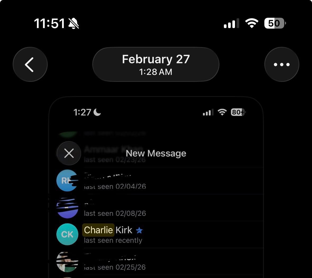 ArtifexMemor's tweet photo. As many who knew & worked closely to him did, I had @charliekirk11 on @telegram, the app that @TPUSA requires all staff to use. 

Many times throughout THIS year, 2026, going as far back to February, Charlie’s account has been seen in both “Online” and “Seen recently” statuses. 

This begs the question, who is accessing Charlie Kirk’s Telegram… but more importantly, WHY?