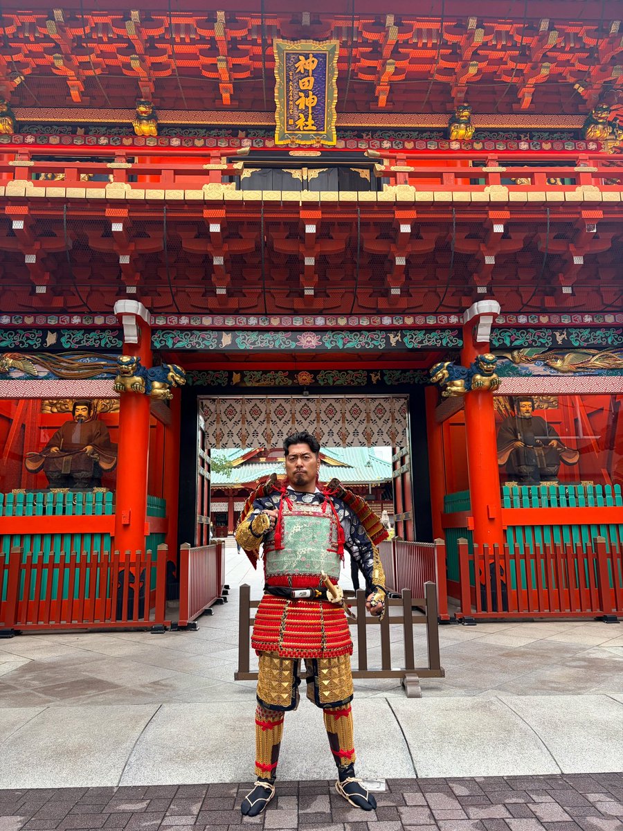 Takagi__Shingo's tweet photo. 一つ願いが叶いました🙏

地元である甲斐の国、武田信玄公のイメージである甲冑を装着した事

感謝感激、まさに感無量！

3年後のデビュー25周年大会の時にこのスタイルで入場するのもあり？
#武田信玄 #神田明神 #njpw https://t.co/CBtcM9KpBu