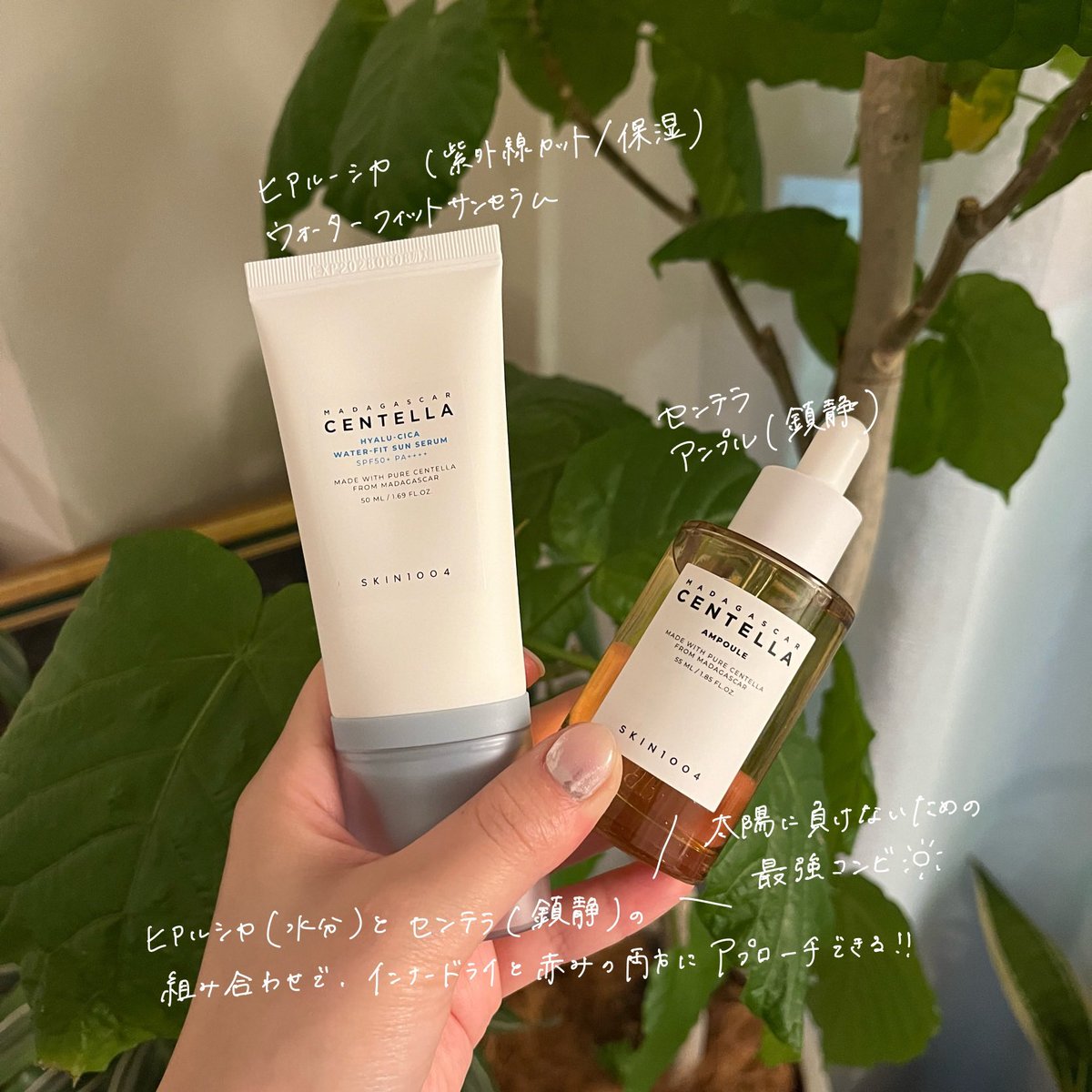 _8nomae's tweet photo. SKIN1004のサンセラムとセンテラアンプル、乾燥や赤みから肌を守ってくれるWアプローチでこの夏活躍の予感🍉サンセラムは塗り心地軽いのにしっかり乾燥予防してくれるからベースとしても◎センテラアンプルで保湿してから使うとさらに良さそう！乾燥赤みが気になる人に是非お勧めしたい🌙PR https://t.co/6lCHPd8YON