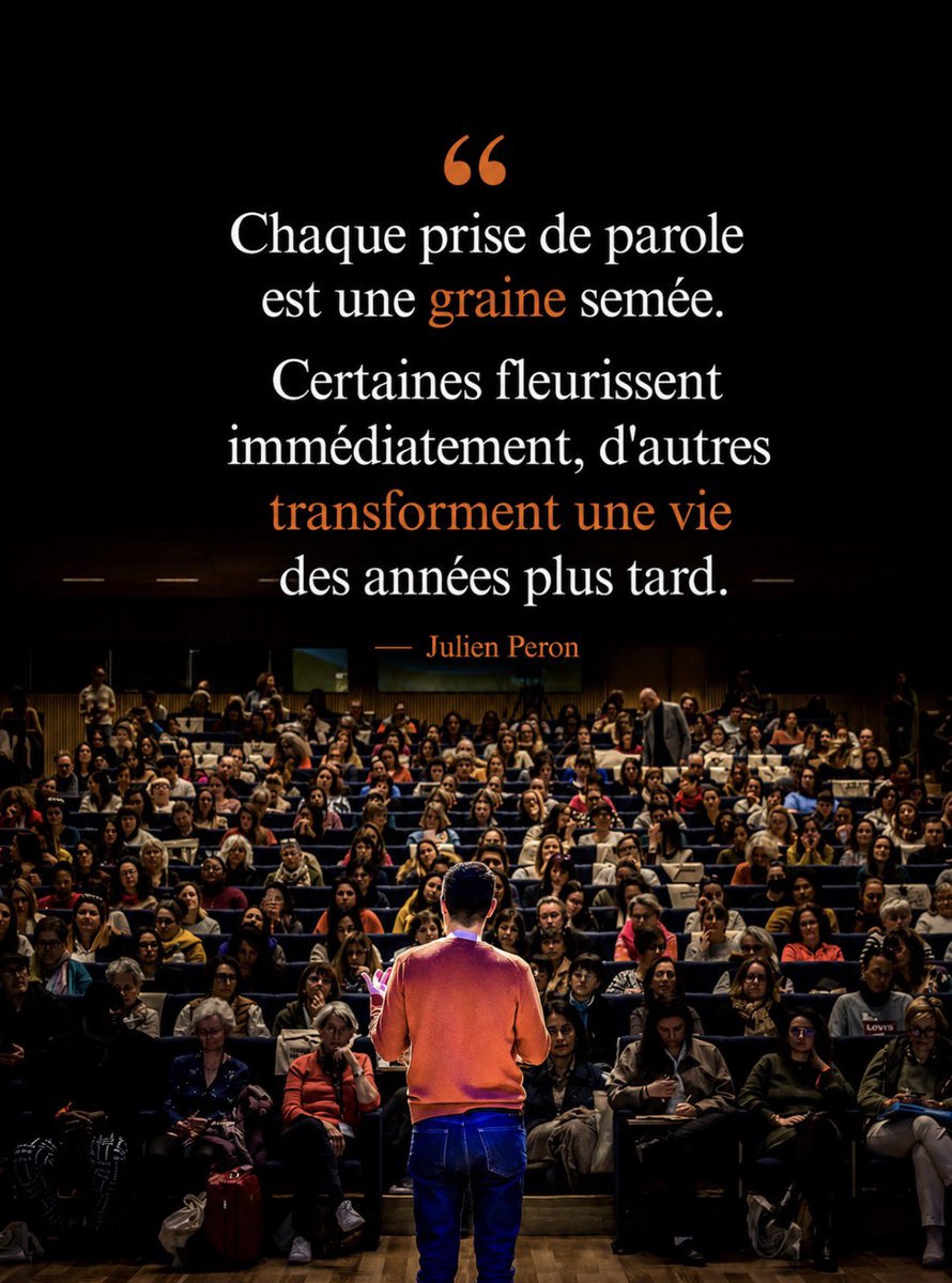 cquoilebonheur's tweet photo. Chaque prise de parole est une graine semée. certaines fleurissent. Immédiatement d’autres transforment une vie des années plus tard. Julien Peron https://t.co/a3ip890g4B