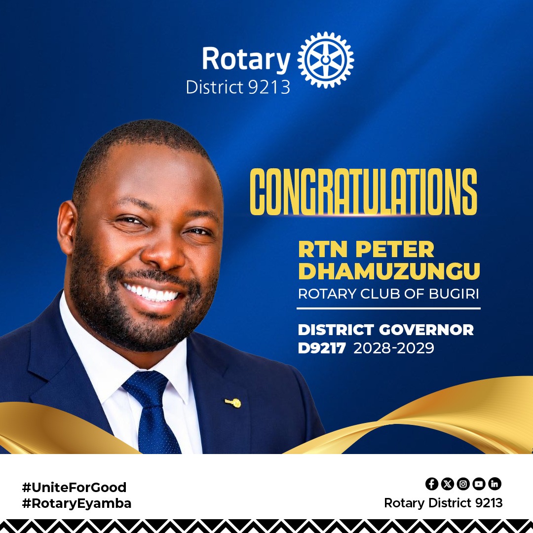dgrotaryd9213's tweet photo. I am delighted to announce @Dhamuzungu_p &amp; @KaziroKyambadde as District Governor Nominee Designates for Districts 9217 &amp; 9218. 
 
A proud moment for our growth affirming a strong pipeline of leadership rooted in service, integrity, and impact.  
#RotaryEyamba https://t.co/8qq1QGEShr