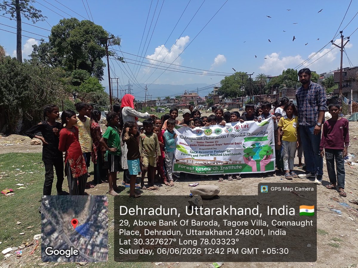 FRIDEHRADUN's tweet photo. ई.आई.ए.सी.पी-आर.पी, एफ.आर.आई द्वारा विश्व पर्यावरण दिवस 2026 के अंतर्गत “प्रकृति से प्रेरित। जलवायु के लिए। हमारे भविष्य के लिए।” थीम पर आयोजित अभियान के तहत 6 जून 2026 को बिंदाल बस्ती, देहरादून में पैम्फलेट वितरण के माध्यम से एक जागरूकता कार्यक्रम आयोजित किया गया। https://t.co/hdTkr7UCPP