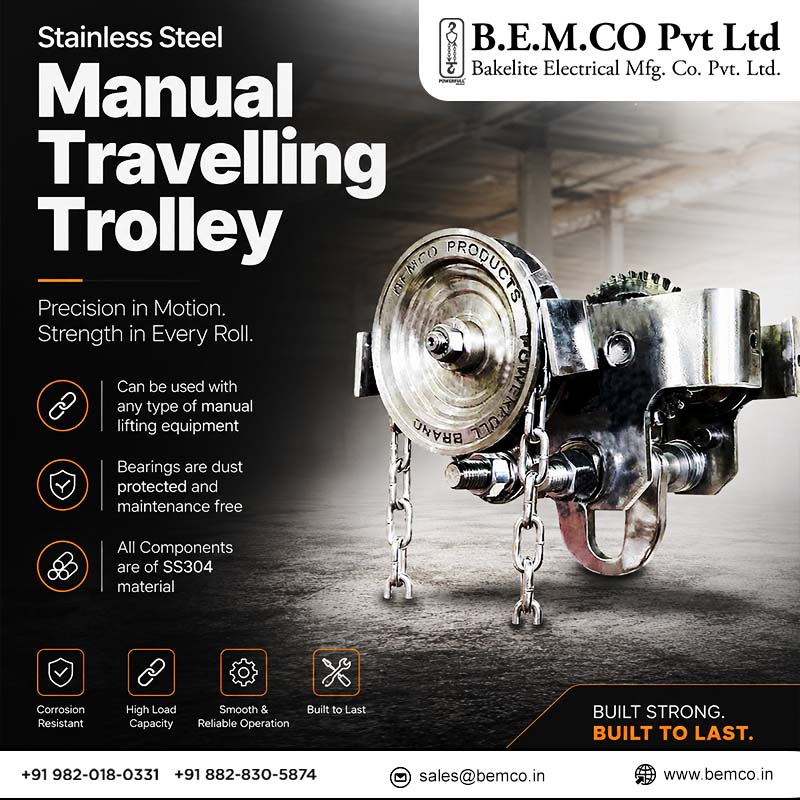BemCo24365's tweet photo. Our Stainless Steel Manual Travelling Trolley delivers smooth movement, high load capacity, and corrosion-resistant performance for reliable lifting operations.
https://t.co/EIKH4o4nHV

#ManualTravellingTrolley #StainlessSteelTrolley #MaterialHandling #IndustrialSolutions #BEMCO https://t.co/PZJbHGhe61