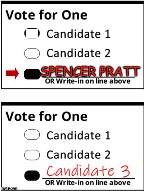 haney062011's tweet photo. @SusyNolanBreen @hrkbenowen SEND THIS OUT!! @spencerpratt
#spencerpratt #losangeles #LAmayoral #writein #pratt #electionfraud #fraud #election2026 #midterm2026 #KarenBassisaScam #voteforpratt YOU HAVE THE OPTION FOR A WRITE-IN CANDIDATE. USE IT. IF ENOUGH PEOPLE MAKE THIS CHOICE, IT WILL MAKE A DIFFERENCE. https://t.co/n4rOAjIU4K