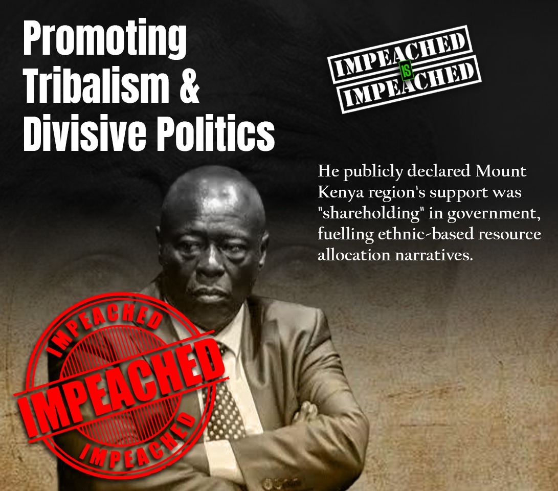 BiancaNaom1's tweet photo. Impeached for promoting tribalism and disvisive politics! The court pronounced itself on legality and procedure. It did not adjudicate the underlying allegations, nor did it exonerate Rigathi Gachagua of the charges laid before the House. Among the most serious accusations presented by Parliament was the promotion of tribalism and divisive politics. That charge struck at the heart of national unity and the ethical standards demanded by Chapter Six of the Constitution. Public office is a trust. Tribalism and division are a breach of that trust, and the Constitution sets the standard.
