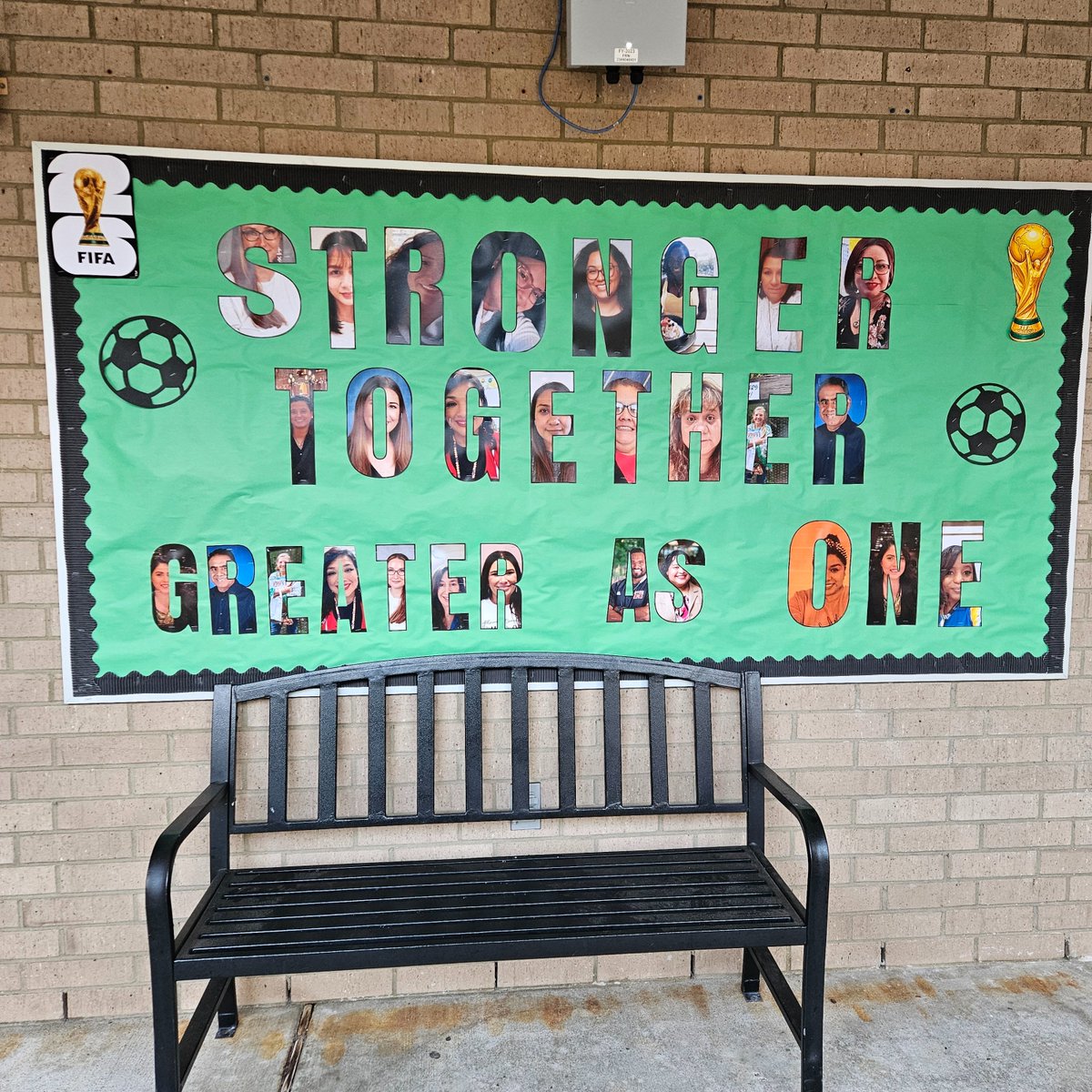 worshamteacher's tweet photo. 🏆⚽ Stronger Together, Greater as One! ⚽🏆
Our bulletin board is a reminder that success happens when we work together, support one another, and celebrate each person's strengths. 🌟📚 #GoingfortheGoal #AldineUnited #CampEscamilla @Aldine https://t.co/wWEykycJsg