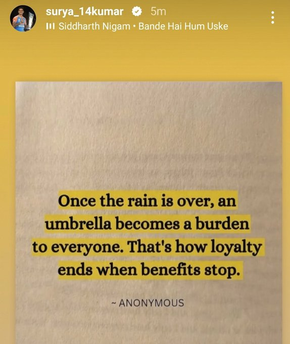 AamitSng's tweet photo. Suryakumar Yadav's latest Instagram Story 💔 https://t.co/AGVuj8jh9A