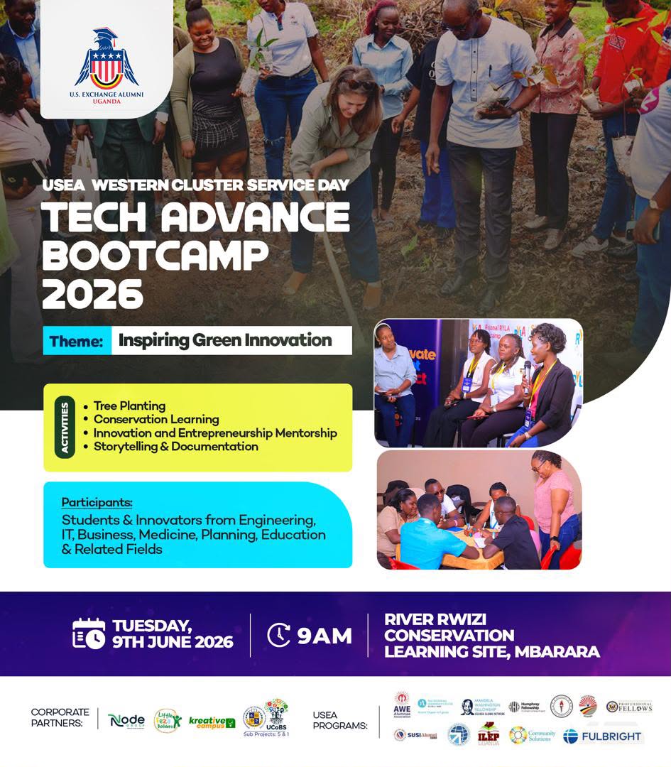 USAlumniUganda's tweet photo. HAPPENING TODAY: USEA Central Cluster Career Day & Western Cluster Service Day🌍

The U.S. Exchange Alumni (USEA) Uganda community is bringing impact, innovation, and mentorship straight to two different regions simultaneously. Whether you are looking to dive into green innovation or jumpstart your career pathway, we have something incredible lined up for you.

Central Cluster: Career Day
Theme: Empowering the Next Generation: Careers, Innovation and Wellbeing

Time: Starting at 2:00 PM
Venue: St. Julian School, Gayaza
Activities: Tree planting and a friendly football match.

Guest of Honor: Eng. @RonaldBalimwezo

Western Cluster: Tech Advance Bootcamp 2026
Theme: Inspiring Green Innovation
Time: Starting at 9:00 AM
Venue: River Rwizi Conservation Learning Site, Mbarara

Activities: Tree planting, conservation learning, innovation & entrepreneurship mentorship, and storytelling/documentation.

Perfect for students and innovators across engineering, IT, business, medicine, planning, and education!

Join our network of alumni and corporate partners as we connect across clusters to create lasting community impact.

#USEAImpact