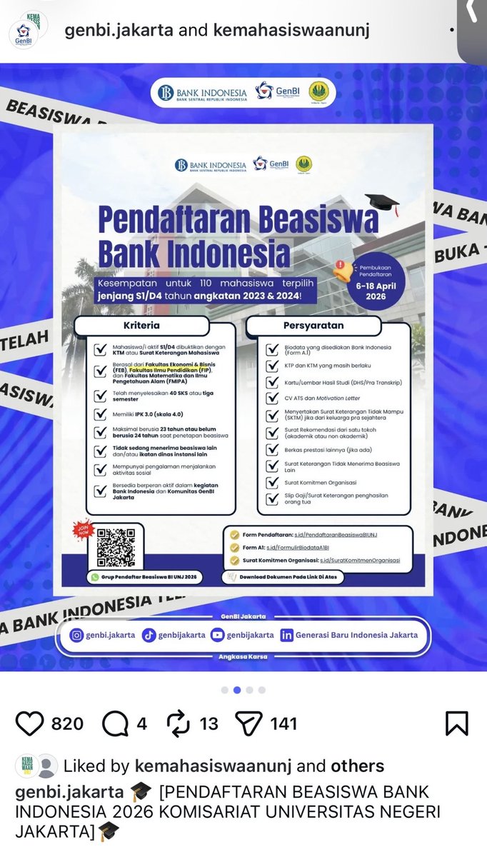 inibagyes's tweet photo. @bank_indonesia @GenbiJakarta jadi kita anak FIP cuma jadi peramai event kah? bahkan ada beberapa dari kami yang LOLOS PEMBERKASAN dan BELUM WAWANCARA sudah dinyatakan tidak lolos karena prodi tidak sesuai?? kalau dari awal tidak sesuai 1) kenapa diposter ada FIP 2) lolos berkas? https://t.co/c2uHHo7H8S