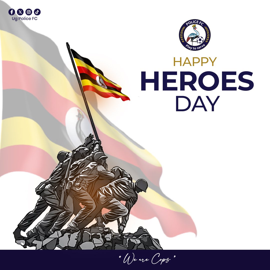 UgPoliceFC's tweet photo. Happy #HeroesDay, Uganda 🇺🇬

Honouring the courage and sacrifice of our heroes.

#WeAreCops || #PlayToServe https://t.co/QasDhFo2nm