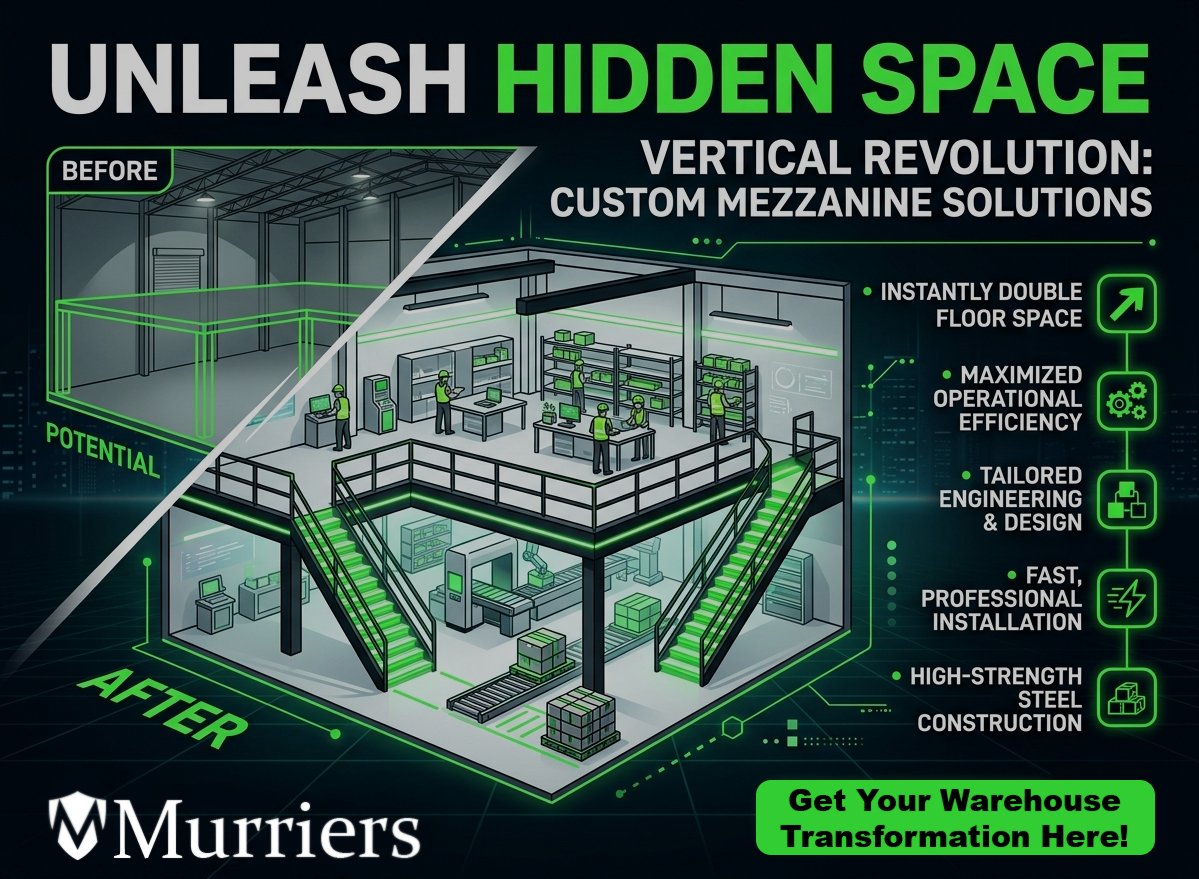 _Murriers's tweet photo. Out of space? Look up! 🆙 Murriers custom mezzanine flooring instantly creates a whole new level within your existing facility.
Ready to unleash your hidden space? Tap the link in bio to learn more!
#Murriers #MezzanineFloor #SpaceSolution #WarehouseDesign #IndustrialStorage https://t.co/4vFox0Ur1i