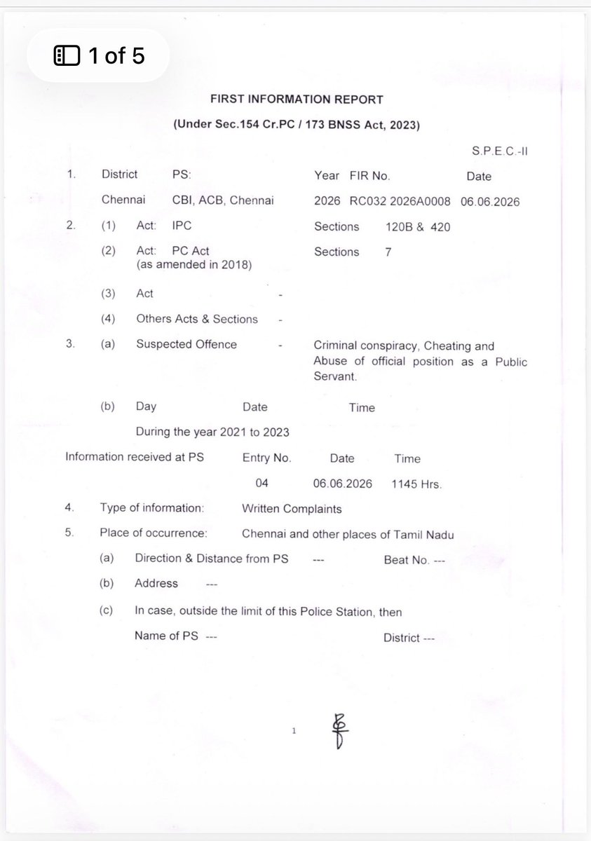 MRK_POLLACHI's tweet photo. #CBI has registered an FIR over alleged irregularities in #TANGEDCO #Transformer tenders during 2021–2023.

The #FIR cites allegations of #criminal conspiracy, cheating, abuse of official position and a reported loss of ₹397 crore to the public exchequer. https://t.co/elY1H6Sl8J