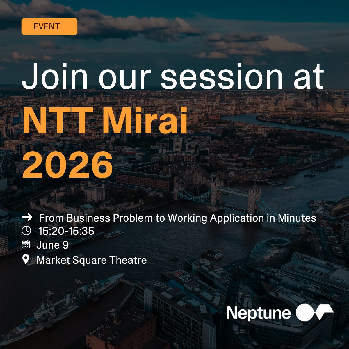 NeptSoft's tweet photo. At NTT Mirai? Don't miss "From Business Problem to Working Application in Minutes"
15:20, Market Square Theatre: Dan Wiseman demos Naia Build live. Plain language in. Working enterprise app out. No long build cycles, no disconnected prototypes.
Worth 15 minutes of your afternoon. https://t.co/AnMBoTsduB