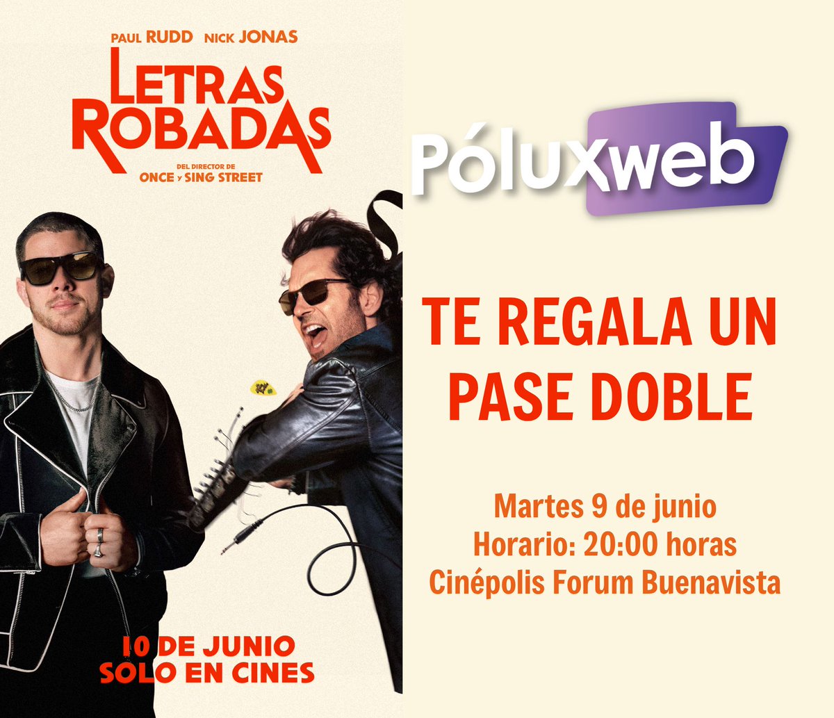 Polux_Web's tweet photo. 🎁¡Gana un PASE DOBLE🎟️ para la PREMIER de LETRAS ROBADAS🍿 el 9|JUN, 8PM en Cinépolis Buenavista 

❤️Da LIKE a este post
👍Sigue a @Polux_Web
💬Pon tu nombre completo. Etiqueta acompañante
🔃Comparte esta publicación
⏳Límite: 9|JUN - 11:30AM

Los ganadores se notificarán vía DM https://t.co/xMeMXBaF7Y