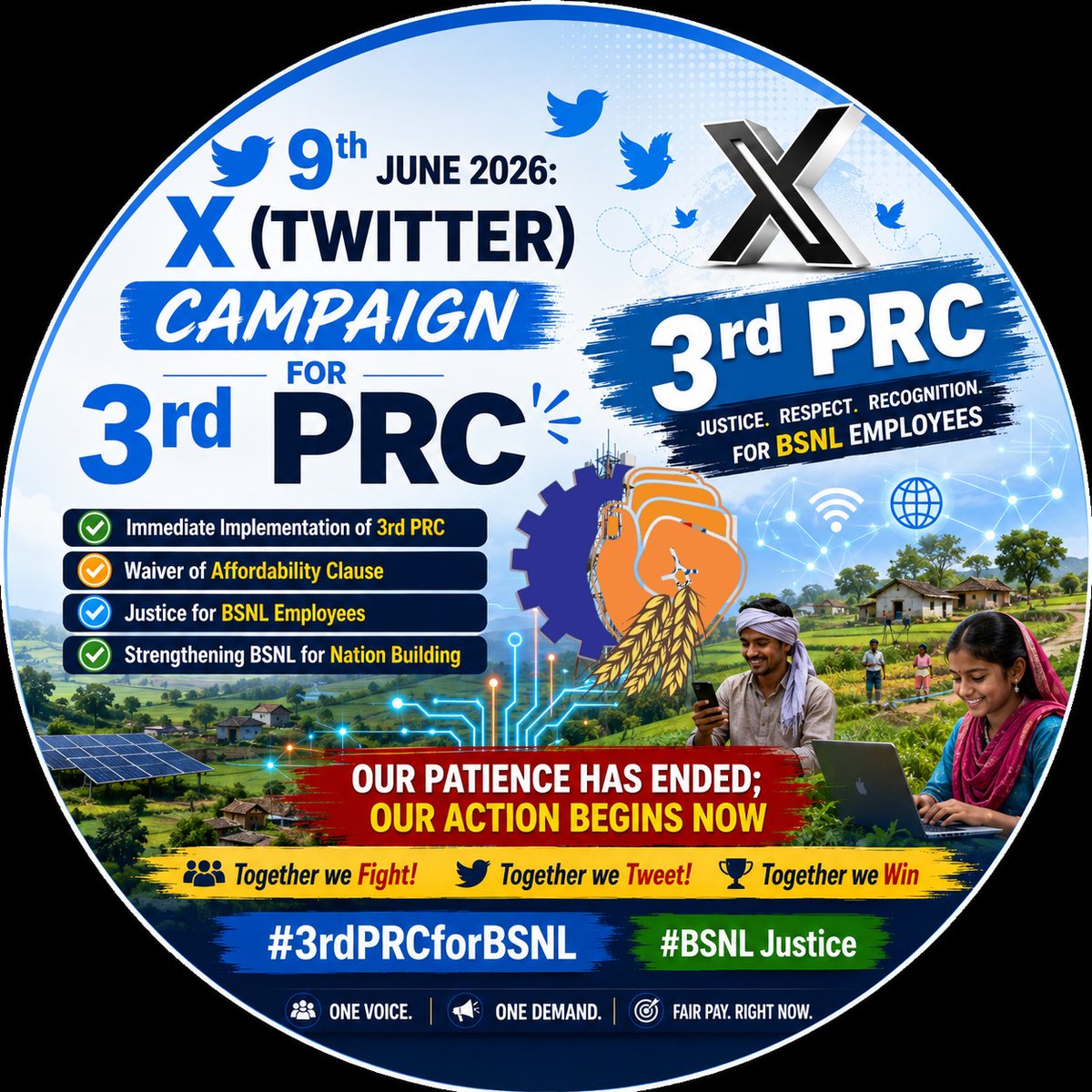 Hharshit102017's tweet photo. 3rd PRC must be implemented NOW.
#3rdPRCforBSNL #EndPayDisparityInBSNL #3rdPRC #BDM #AIGETOA #BTEU
@JM_Scindia @PemmasaniOnX @BSNLCorporate https://t.co/bP9X4AjAJe