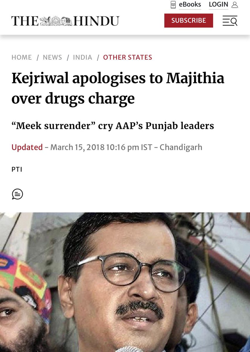 Tractor2twitr_P's tweet photo. Kejriwal ji, you have taken no concrete action against Akali-BJP for their alleged involvement in drugs and mismanagement of sacrilege issues.

Last we heard was you apologised to an Akali leader over drug charges. https://t.co/kEYyrTbnio