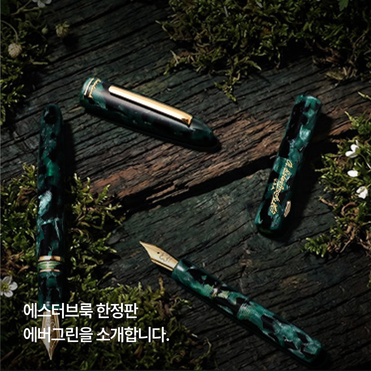 Bestpen_'s tweet photo. *한정판
에스터브룩 에버그린 에스티/ 니블렛 

요보 6호 금도급 스틸닙에
아크릴 소재 특성상 패턴이 모두 달라서 
세상 단 하나뿐인 나만의 바디로 만나볼 수 있어요.

해당 만년필은 예약판매로 
출고는 6월 25일 정도로 예상됩니다 :) https://t.co/FbsLW9xpFJ