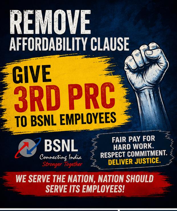 bkm050's tweet photo. BSNL employees stood strong in tough times.
अब न्याय का समय है।
Implement 3rd PRC NOW &amp; end pay injustice.
Join campaign 12 noon.
#3rdPRCforBSNL #SupportBSNLGrowth #EndPayDisparityInBSNL
@PMOIndia @DoT_India @BSNLCorporate https://t.co/4i6c8z37Xx
