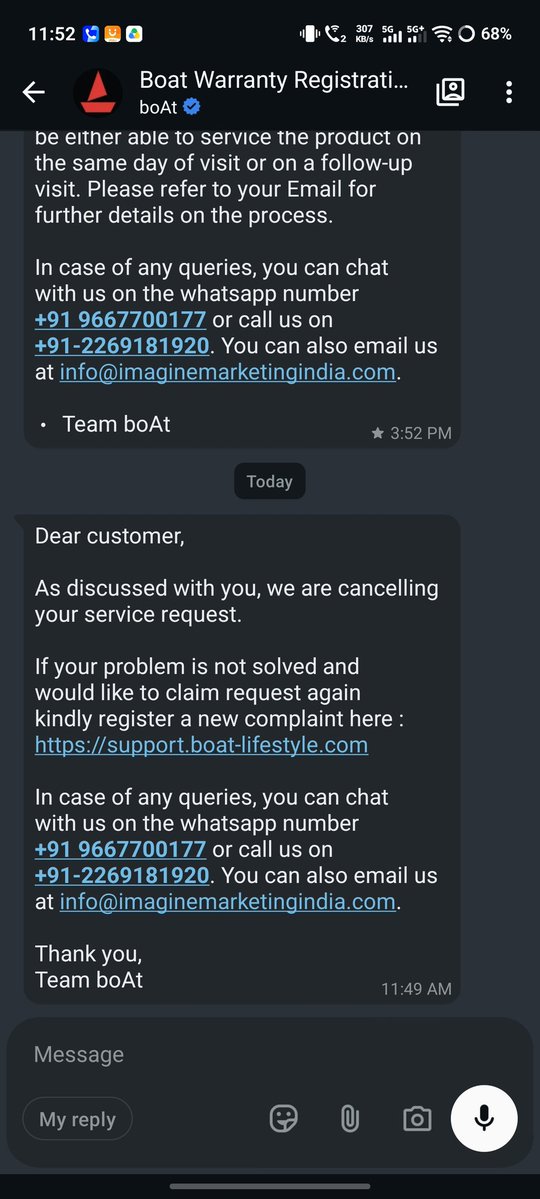 sr3dvisualizer's tweet photo. @RockWithboAt Disappointed with boAt service. My repair request (Ticket #65950405) was closed without resolving the issue. My boAt Aavante Prime soundbar still doesn't work—power indicator turns on and immediately shuts off. Kindly reopen and resolve the complaint. #boAt #CustomerSupport https://t.co/uGzGV5Dklt