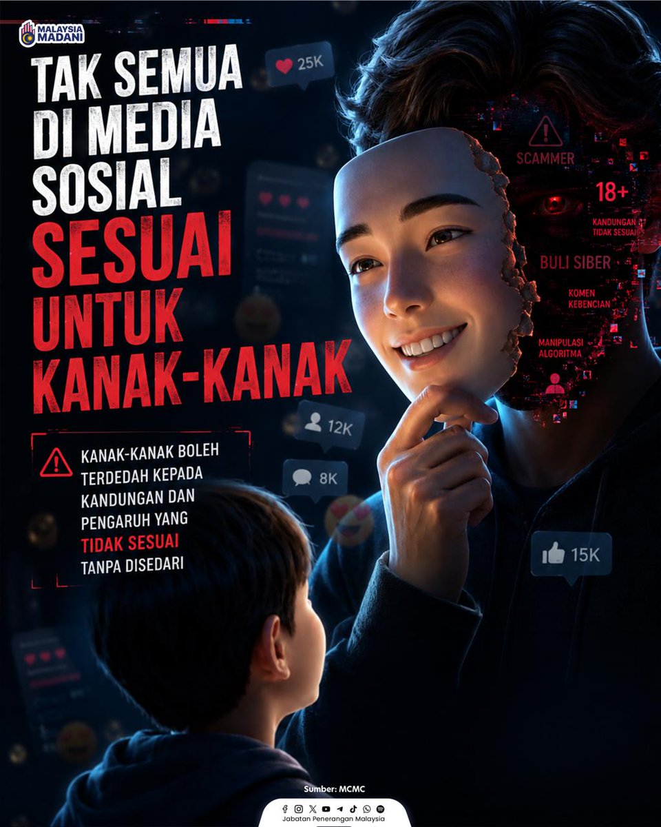 JPenerangan's tweet photo. Adakah kita benar-benar tahu apa yang anak-anak lihat di hadapan skrin? 👀

Lindungi mereka hari ini sebelum risiko menjadi realiti. 🛡️❤️

#RancakkanMADANI
#MADANIBekerja
#TaatSetia
#JabatanPenerangan https://t.co/bDMVTN2HA1