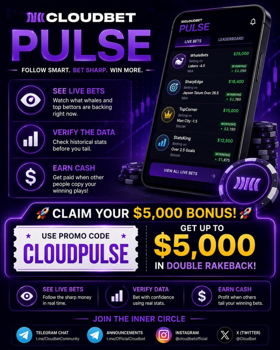 encrypttalker's tweet photo. Ready to get paid for through the world cup? Experience exclusive social betting and also earn 5 through Cloudbet Pulse using promo code CLOUDPULSE https://t.co/Dh2jXyOCE8