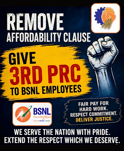 aigetoachq's tweet photo. BSNL के पुनरुद्धार की कहानी इसके कर्मचारियों ने अपनी मेहनत, समर्पण और त्याग से लिखी है। वे **3rd PRC के तत्काल कार्यान्वयन** के माध्यम से सम्मान के हकदार हैं।

अब और देरी नहीं। अब और भेदभाव नहीं।

**समान कार्य, समान वेतन, समान सम्मान।**

#3rdPRCforBSNL #WaiveAffordabilityClause 
#EndPayDisparityInBSNL #SupportBSNLGrowth
 
#BDM #AIGETOA #BTEU #3rdPRC 
 
@PMOIndia @JM_Scindia @DoT_India @PemmasaniOnX @DrJitendraSingh @mansukhmandviya @CMDBSNL @BSNLCorporate
@ETTelecom @BDM_BSNL @BMSkendra @BmsBojji @GSAIGETOA @gsbteubsnl