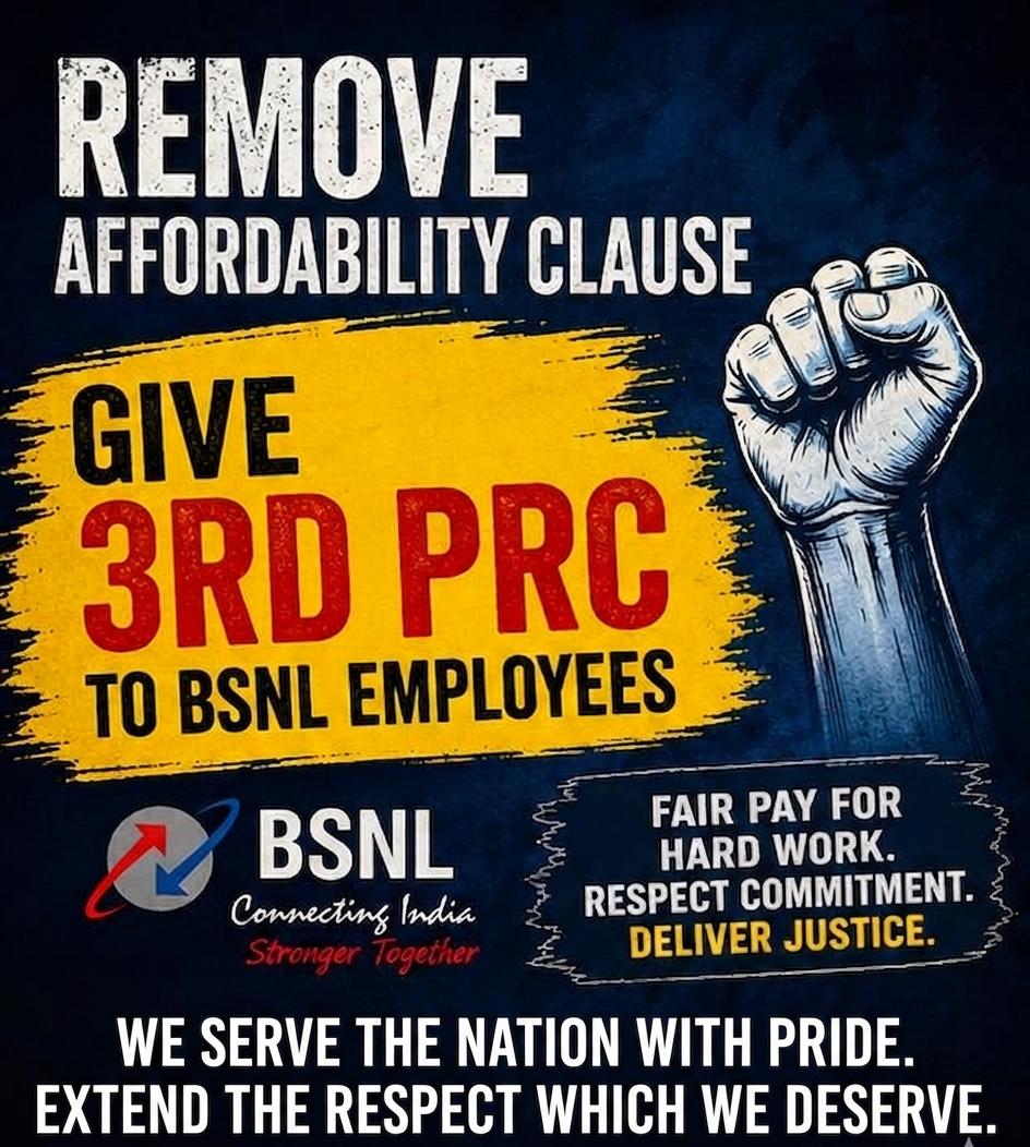 NareshSharma386's tweet photo. हमने BSNL को संभाला है,
अब हमारे अधिकारों को संभालिए।
3rd PRC लागू कीजिए।
Affordability Clause हटाइए।
वेतन विसंगति समाप्त कीजिए।

न्याय दीजिए, प्रेरणा बढ़ाइए।
#3rdPRCforBSNL #WaiveAffordabilityClause #SupportBSNLGrowth #BSNL 
@PMOIndia @JM_Scindia @PemmasaniOnX @DrJitendraSingh @mansukhmandviya @CLCMOLE
@DoT_India @BSNLCorporate @CMDBSNL
@ETTelecom
@BDM_BSNL
@BMSkendra
@BmsBojji
@GSAIGETOA
@gsbteubsnl