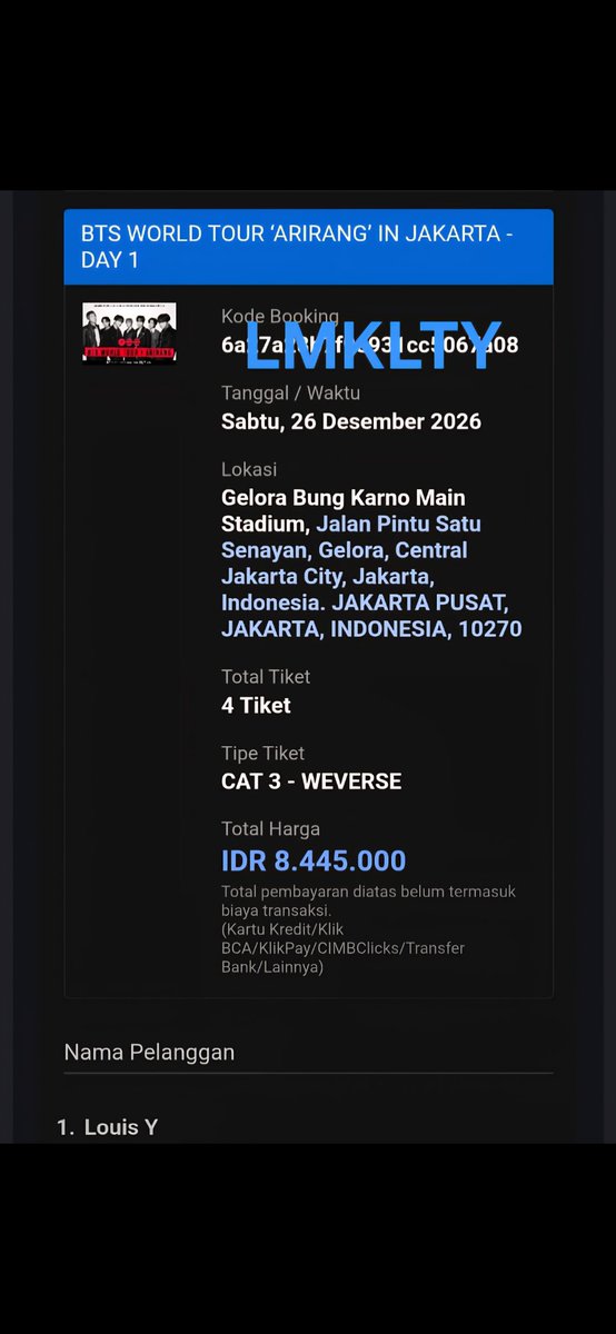 LMKLTY's tweet photo. OPEN JASA WAR BTS GENERAL SALE [TRUSTED] 🎟💜

Details needed: name, phone number, email, and NIK (i'll send u the VA afterwards)

Fee: VIP &amp; Platinum (650k/tix), sisanya 400k/tix

Slot (DM me!)
✅️✅️✅️✅️✅️✅️✅️✅️

Tag. wts wtb jasa war tiket konser https://t.co/WrDr279S6T